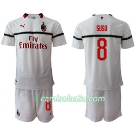 Camisolas de Futebol AC Milan Suso 8 Criança Equipamento Alternativa 2018/19 Manga Curta